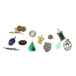 Pendentif en argent et malachite, années