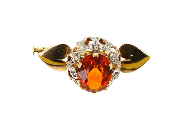 Broche en or 18 carats sertie d'une citr