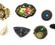 Lot de 7 broches fantaisie vintages (une