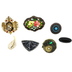 Lot de 7 broches fantaisie vintages (une