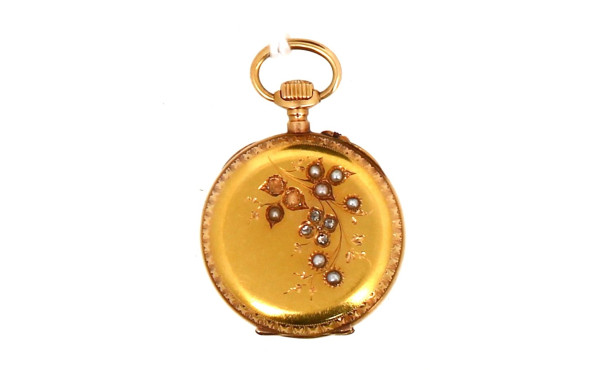 Montre de col ancienne en or jaune 18 ca
