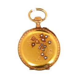 Montre de col ancienne en or jaune 18 ca