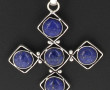 Pendentif croix en argent et lapis lazul
