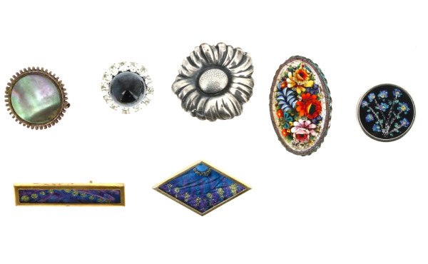 Lot de 6 broches fantaisie vintages et u