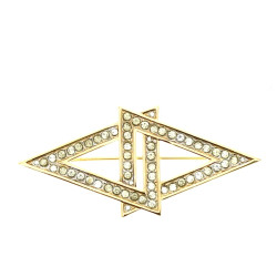NINA RICCI - Broche en métal doré et str