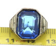 Bague ART DECO en argent et strass bleu,