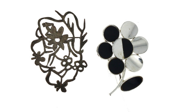 Lot de 2 broches années 70/80, l'une en 
