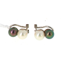 Paire de clips d'oreille en or gris 18 c