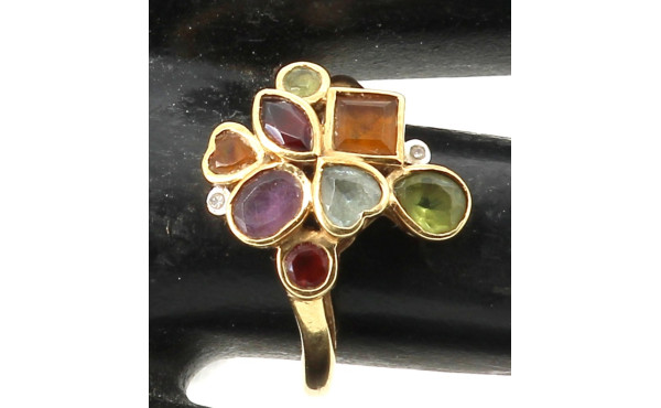 Bague "Tutti frutti" en or jaune 18 cara