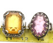 Deux bagues en argent serties de strass 