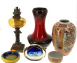 Vase en céramique mouchetée rouge et noi