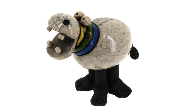 "Hippopotame", sujet en céramique raku, 