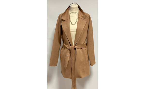 Trench femme ceinturé en suédine, couleu