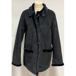 Veste 3/4 femme noire style mouton retou