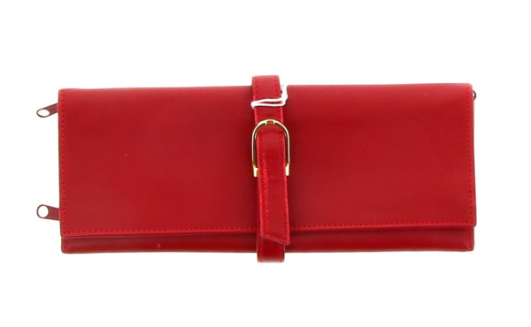 Etui à bijoux de voyage en cuir rouge, L