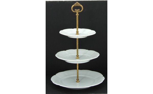 Serviteur à 3 niveaux en porcelaine blan