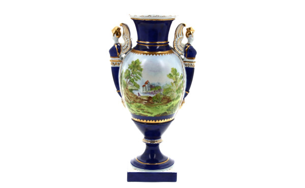 Vase en porcelaine blanche, bleu de four