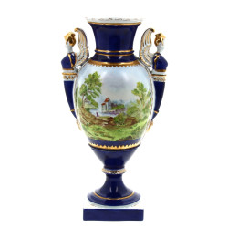 Vase en porcelaine blanche, bleu de four
