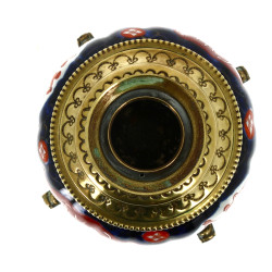 Pied de lampe en bronze et porcelaine Im