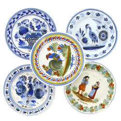 HB QUIMPER - 9 assiettes en faïence poly