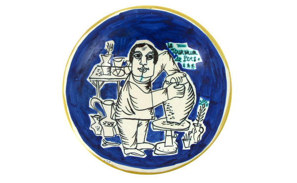 Paul YVAIN (1919-2007) - Assiette en faï
