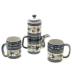 KERALUC - Décor G 2 - 6 chopes en grès e