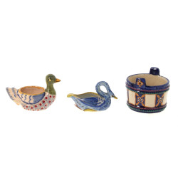 Lot de 3 petites pièces en faïence polyc
