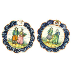HR QUIMPER - Paire d'assiettes à bords d