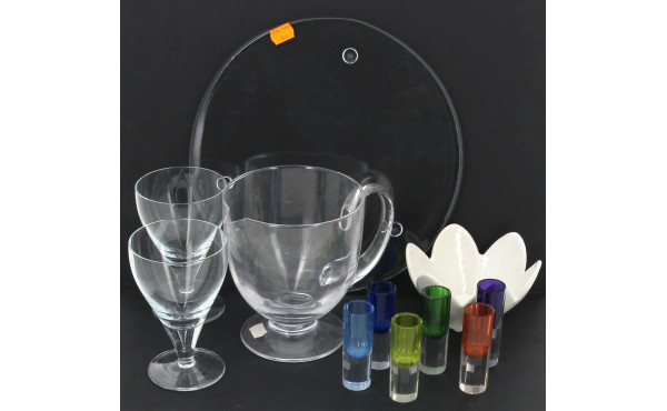 6 verres à pied en verre transparent, H 