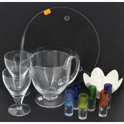 6 verres à pied en verre transparent, H 