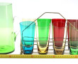 Service à orangeade en verre de couleurs