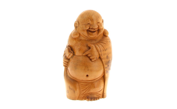 CHINE - Bouddha rieur, statuette en bamb