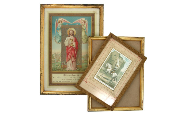Deux souvenirs de communion dont un daté