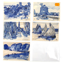 Mathurin MEHEUT - 5 cartes postales anci