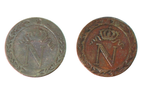 Napoleon 1er - 2 p. 10 cent 1808 BB et 