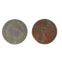 Napoleon 1er - 2 p. 10 cent 1808 BB et 
