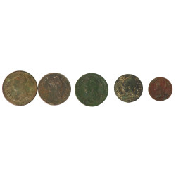 DIRECTOIRE - 5 monnaies en cuivre: 2 déc