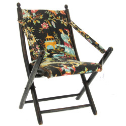 Chaise d'enfant pliante en bois noirci e