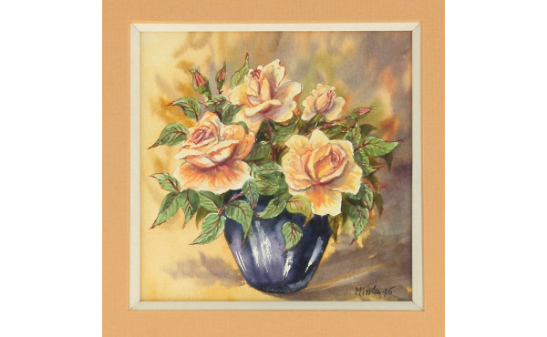 MISSLEN (Xxème) "Bouquet de roses", aqua