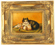 Ecole Xxème "Chatte et ses 2 chatons", h