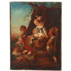 Ecole Française XIXème "Enfants galants 