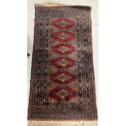 Petit tapis galerie laine points noués, 