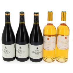 Lot de 5 bouteilles: - 3 B CAHORS Cèdre