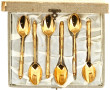 SFAM - 6 cuillères à moka en métal doré,