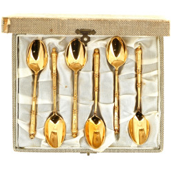 SFAM - 6 cuillères à moka en métal doré,