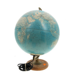 Globe éclairant, base bois clair, H 40,5