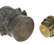 Deux mortiers avec pilons, H 6,5 et 14 c