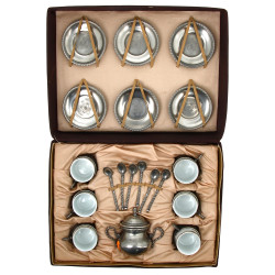 Service à café en porcelaine et étain, c