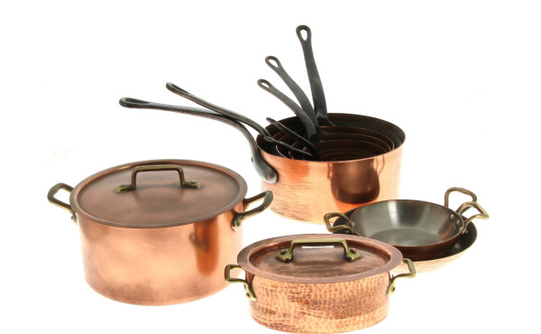 Lot de cuivres culinaires : 8 casseroles