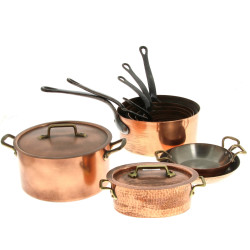 Lot de cuivres culinaires : 8 casseroles